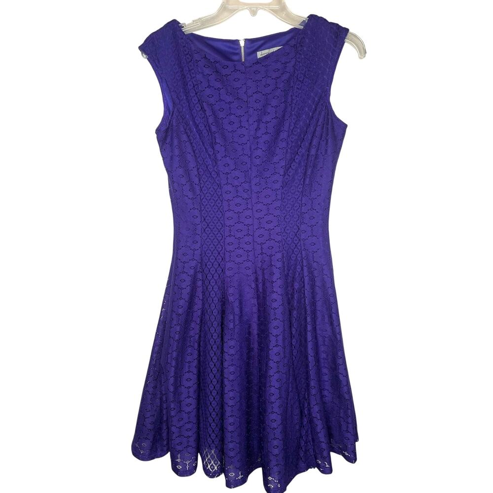 Danny and Nicole sleeveless lace overlay purple dress, size 6, EUC